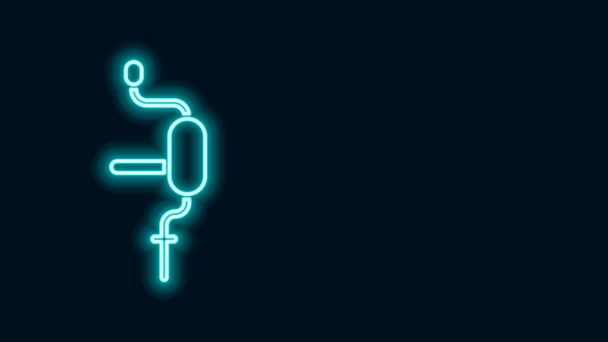 Linha de néon brilhante Ícone de broca de mão isolado no fundo preto. Animação gráfica em movimento de vídeo 4K — Vídeo de Stock