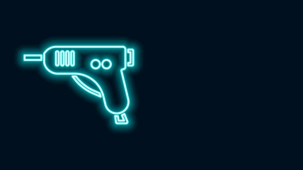네온 라인 일렉트릭 아교 총기 아이콘검은 배경에 분리. 뜨거운 권총 접착제. 고온 수리 기구 실리콘이야. 4K 비디오 모션 그래픽 애니메이션 — 비디오