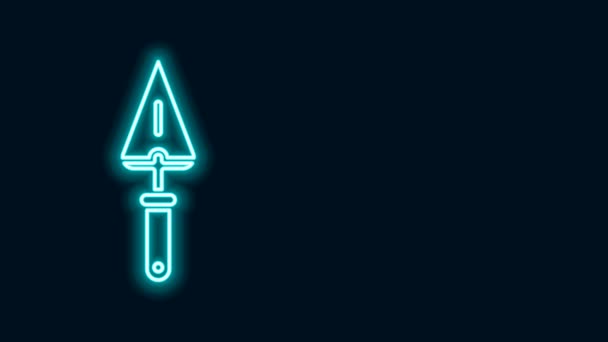 Glowing neon line Trowel icon isolated on black background. 4K Video motion graphic animation — Stock Video