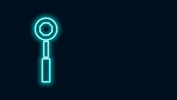 Icono de llave inglesa de línea de neón brillante aislado sobre fondo negro. Animación gráfica de vídeo 4K — Vídeos de Stock