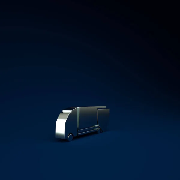 Silver Delivery caminhão de carga com ícone escudo isolado no fundo azul. Conceito de seguro. Segurança, segurança, proteção, proteger o conceito. Conceito de minimalismo. 3D ilustração 3D render — Fotografia de Stock