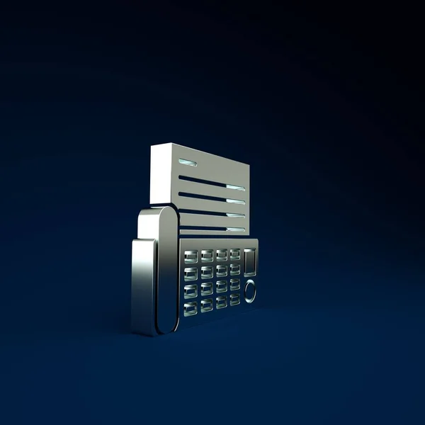 Silver Fax icona del dispositivo isolato su sfondo blu. Telefono dell'ufficio. Concetto minimalista. Illustrazione 3d rendering 3D — Foto Stock