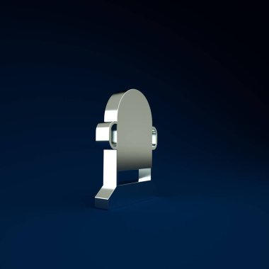 Gümüş Şamandıra simgesi mavi arkaplanda izole edildi. Minimalizm kavramı. 3d illüstrasyon 3B canlandırma