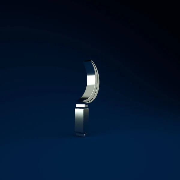 Silver Sickle ikon isolerad på blå bakgrund. Skörda krok tecken. Minimalistiskt koncept. 3D-återgivning för 3D — Stockfoto