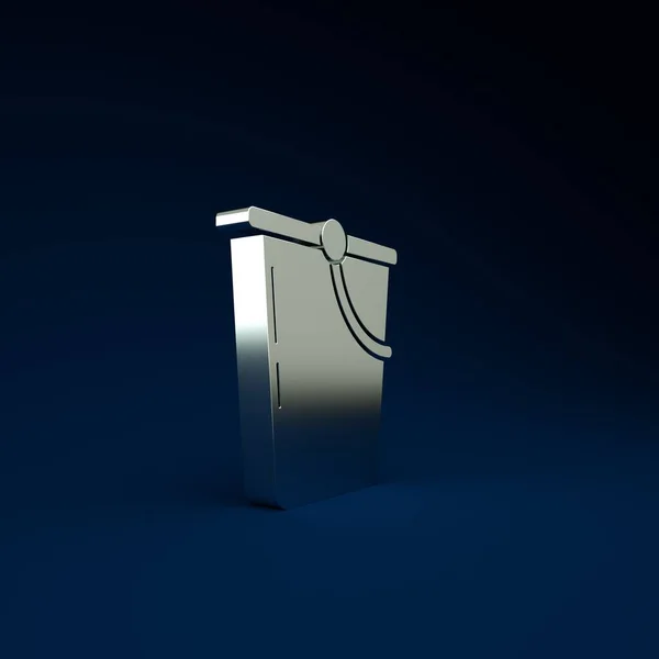 Ikona Silver Bucket odizolowana na niebieskim tle. Koncepcja minimalizmu. Ilustracja 3D 3D renderowania — Zdjęcie stockowe