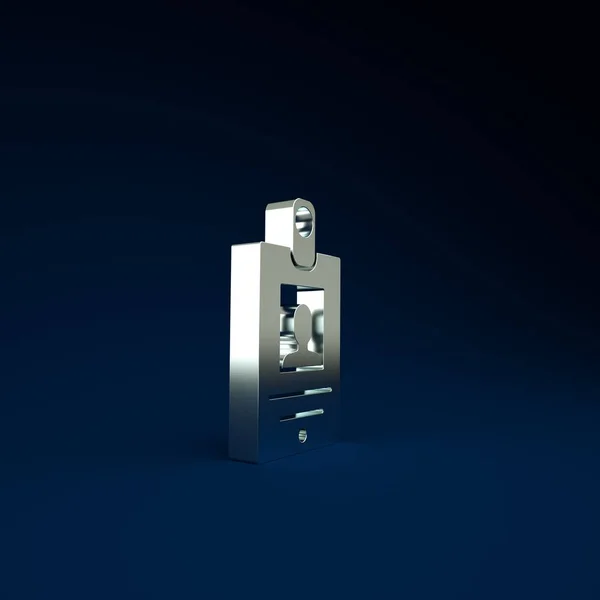 Icône d'identification argent isolée sur fond bleu. Il peut être utilisé pour la présentation, l'identité de l'entreprise, la publicité. Concept de minimalisme. Illustration 3D rendu 3D — Photo