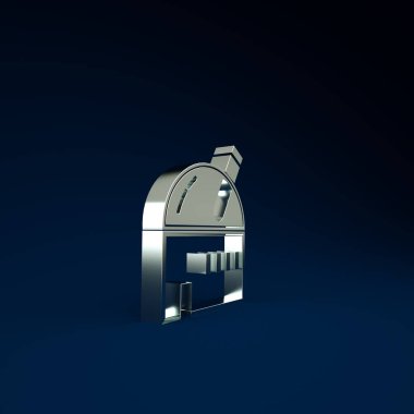 Gümüş Astronomik Gözlemevi ikonu mavi arka planda izole edildi. Teleskoplu bir gözlemevi. Bilimsel kurum. Minimalizm kavramı. 3d illüstrasyon 3B canlandırma