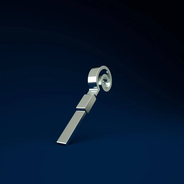 Silver Walking stick icoon geïsoleerd op blauwe achtergrond. Fijne Saint Patricks dag. Minimalisme concept. 3d illustratie 3D renderen — Stockfoto