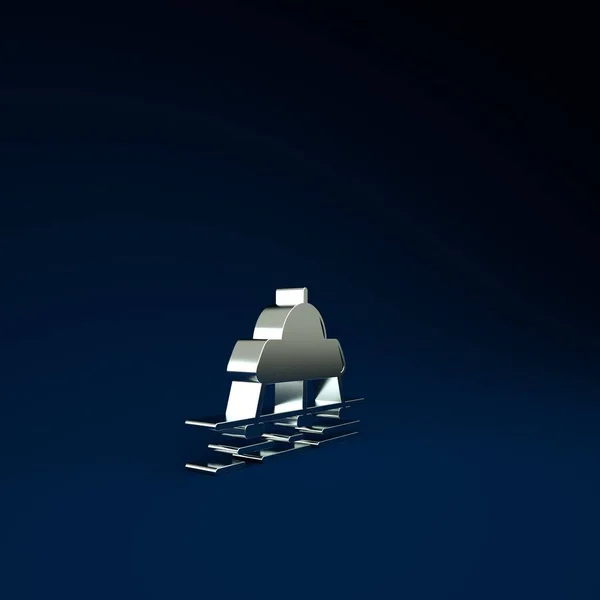 Silver Mars rover icon isolated on blue background. Space rover. Moonwalker sign. Apparatus for studying planets surface. Minimalism concept. 3d illustration 3D render