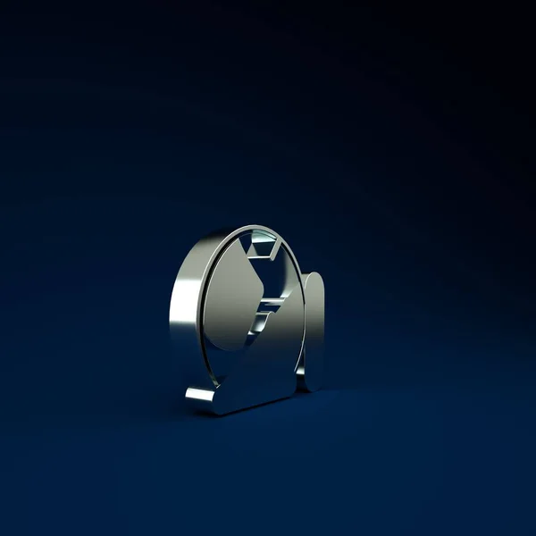 Silver Astronaut helmet icon isolated on blue background. Minimalism concept. 3d illustration 3D render