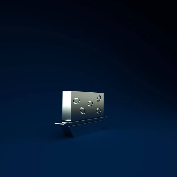 Nougat argenté avec icône de noix isolée sur fond bleu. Concept de minimalisme. Illustration 3D rendu 3D — Photo