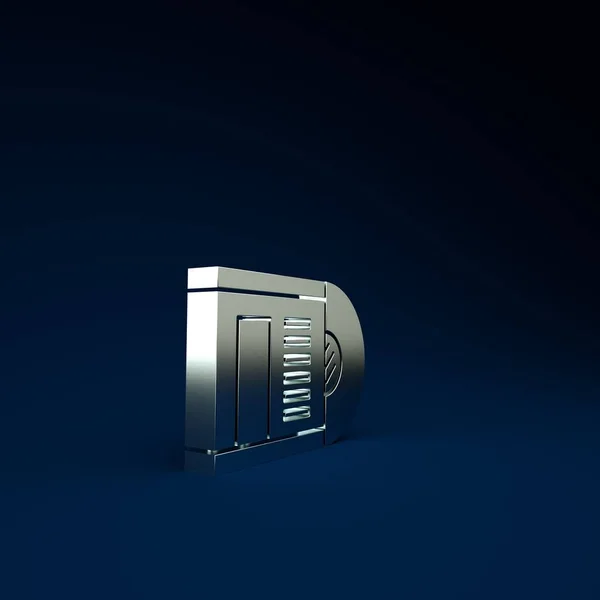 Icono de disco de vinilo plateado aislado sobre fondo azul. Concepto minimalista. 3D ilustración 3D render — Foto de Stock