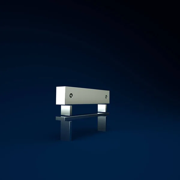 Icona Silver Bench isolata su sfondo blu. Concetto minimalista. Illustrazione 3d rendering 3D — Foto Stock