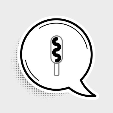 Kuyruk mısırı köpek simgesi gri arkaplanda izole edildi. Geleneksel Amerikan fast food. Renkli taslak konsepti. Vektör.