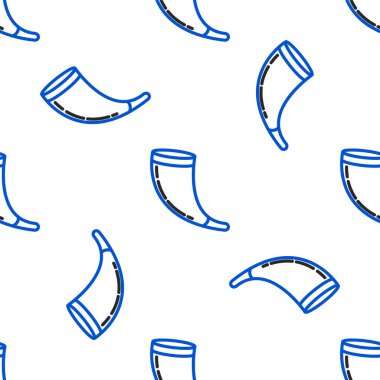 Geleneksel koç boynuzu, Shofar ikonu beyaz arka planda izole edilmiş pürüzsüz desen. Rosh hashanah, Yahudi yeni yıl bayramı geleneksel sembolü. Renkli taslak konsepti. Vektör.