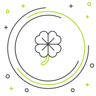 Dördüncü Hat Yaprak Yoncası simgesi beyaz arkaplanda izole edildi. Mutlu Aziz Patrick günleri. Renkli taslak konsepti. Vektör.