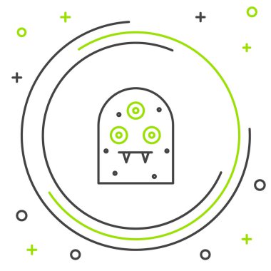 Beyaz arkaplanda çizgi uzaylı simgesi izole edildi. Uzaylı yüzü ya da kafa sembolü. Renkli taslak konsepti. Vektör.