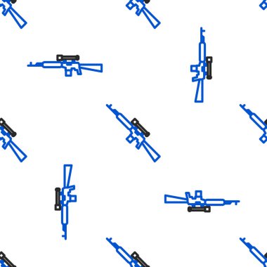 Dürbün ikonlu çizgi nişancı tüfeği beyaz arka planda izole edilmiş pürüzsüz desen. Renkli taslak konsepti. Vektör.