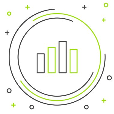 Çizgi Müzik eşitleyici simgesi beyaz arkaplanda izole edildi. Ses dalgası. Ses dijital dengeleyici teknolojisi, konsol paneli, nabız müzikali. Renkli taslak konsepti. Vektör.