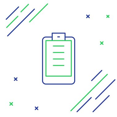 Beyaz arkaplanda kontrol listesi simgesine sahip satır panosu izole edildi. Kontrol listesi sembolü. Anket anketi ya da anket geri bildirim formu. Renkli taslak konsepti. Vektör.