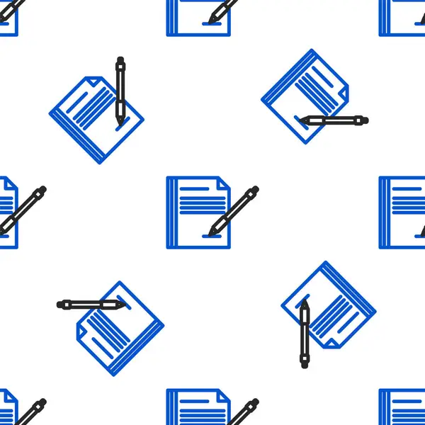 线条空白笔记本电脑和钢笔图标隔离无缝图案白色背景 纸和笔 五彩缤纷的概念 — 图库矢量图片