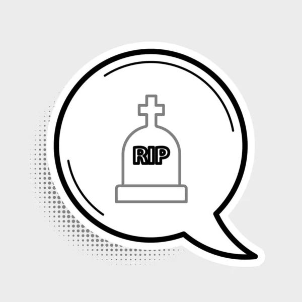 Line Tombstone Mit Rip Symbol Auf Grauem Hintergrund Grab Symbol — Stockvektor