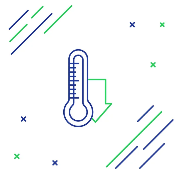 Line Meteorológiai Hőmérő Mérő Ikon Elszigetelt Fehér Alapon Hőmérő Berendezés — Stock Vector