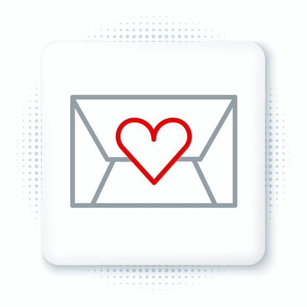 Line Envelop Met Valentine Hart Pictogram Geïsoleerd Witte Achtergrond Boodschap — Stockvector