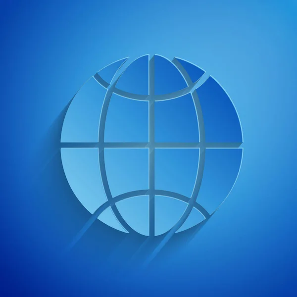Papierschnitt Globale Technologie Oder Soziales Netzwerk Symbol Isoliert Auf Blauem — Stockvektor