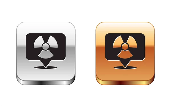 Schwarz Radioaktiv Ortssymbol Isoliert Auf Weißem Hintergrund Radioaktives Toxisches Symbol — Stockvektor