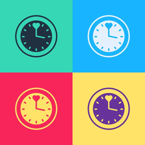 Pop Art Icono Del Reloj Aislado Fondo Color Símbolo Tiempo — Archivo Imágenes Vectoriales