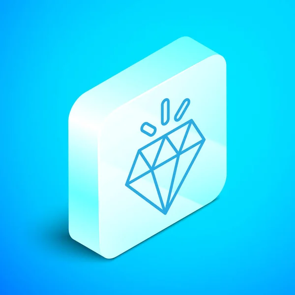 Isometrische Linie Diamant Symbol Isoliert Auf Blauem Hintergrund Schmuck Symbol — Stockvektor