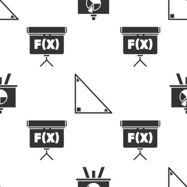 Tebeşir tahtasını diyagram, üçgen matematik ve tebeşir tahtası ile kusursuz desen üzerine ayarla. Vektör.