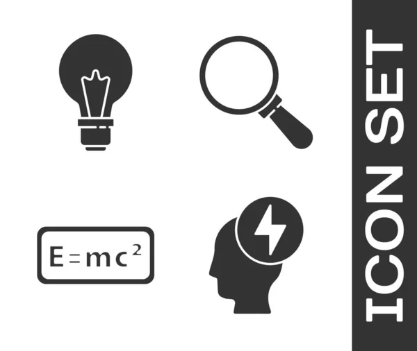 Set Hoofd Elektrisch Symbool Gloeilamp Met Concept Van Idee Vergelijking — Stockvector