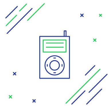 Line Music MP3 çalar simgesi beyaz arkaplanda izole edildi. Taşınabilir müzik cihazı. Renkli taslak konsepti. Vektör.