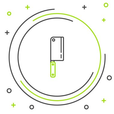 Line Meat helikopter simgesi beyaz arkaplanda izole edildi. Et için mutfak bıçağı. Kasap bıçağı. Renkli taslak konsepti. Vektör.