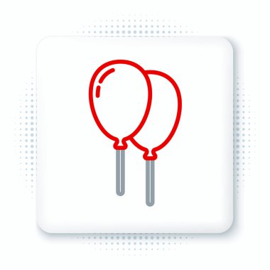 Beyaz zemin üzerinde şerit simgesi olan çizgi balonları. Mutlu Paskalyalar. Renkli taslak konsepti. Vektör.