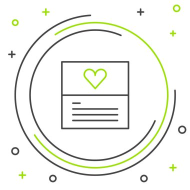 Beyaz arkaplanda satır tebrik kartı simgesi izole edildi. Kutlama için davetiye ya da tebrik kartı şablonu. Renkli taslak konsepti. Vektör.