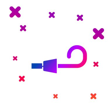 Renkli doğum günü kornosu simgesi beyaz arkaplanda izole edildi. Kademeli rastgele dinamik şekiller. Vektör.