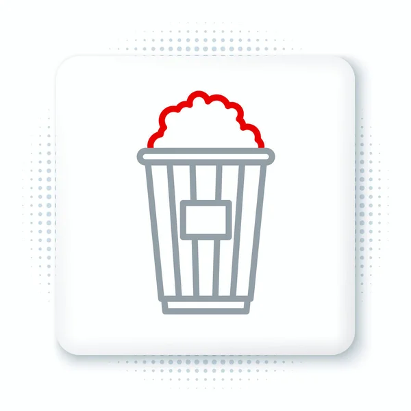 Ligne Popcorn Dans Boîte Carton Icône Isolée Sur Fond Blanc — Image vectorielle