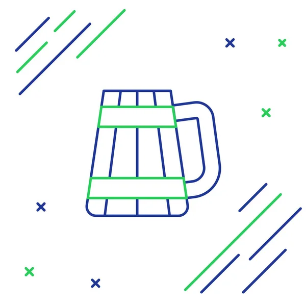 Лінія Дерев Яна Піктограма Чашки Пива Ізольована Білому Тлі Барвиста — стоковий вектор