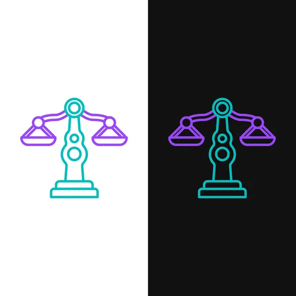 Line Scales Justice Icoon Geïsoleerd Witte Zwarte Achtergrond Het Symbool — Stockvector