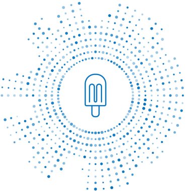 Mavi çizgi dondurma ikonu beyaz arkaplanda izole edilmiş. Güzel sembol. Soyut çember rastgele noktalar. Vektör.