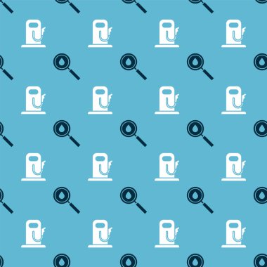 Petrol bırakma ve benzin istasyonunu pürüzsüz bir şablona ayarla. Vektör.