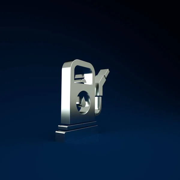 Silbernes Tankstellen Oder Tankstellensymbol Auf Blauem Hintergrund Kraftstoffsymbol Für Autos — Stockfoto