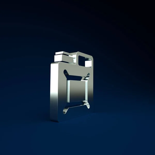 青の背景に隔離されたガソリンアイコンのための銀キャニスター ディーゼルガスアイコン 最小限の概念 3Dイラスト3Dレンダリング — ストック写真