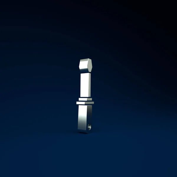 Silver Screwdriver Icon Isolated Blue Background Service Tool Symbol Minimalism — Stock Photo, Image