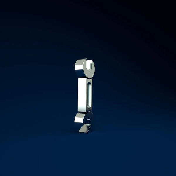 Silver Wrench Icon Isolated Blue Background Spanner Icon Minimalism Concept — Stock Photo, Image