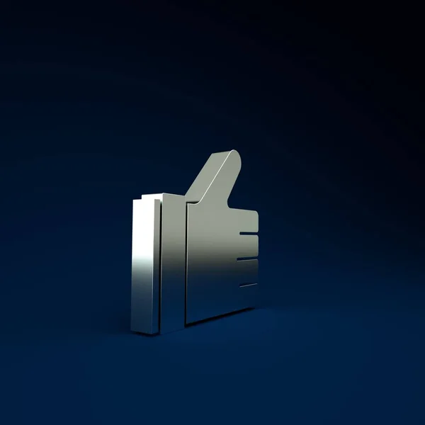 シルバーブルーの背景にアイコンのような手 最小限の概念 3Dイラスト3Dレンダリング — ストック写真