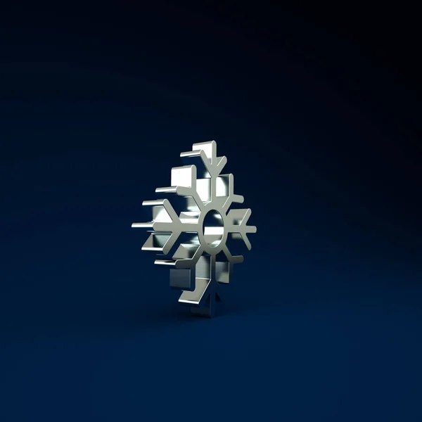 Silbernes Schneeflockensymbol Isoliert Auf Blauem Hintergrund Frohe Weihnachten Und Ein — Stockfoto